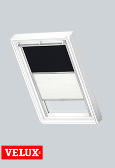Duo Blind (Blackout), 3009 Black & 1016 White - VELUX Loft Blind